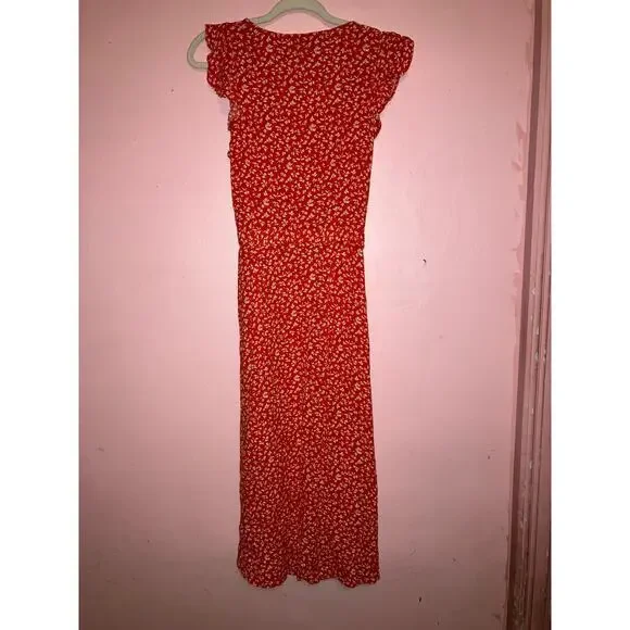 🛑 LAST CHANCE! Loft red with white dainty floral wrap dress size small - Picture 6 of 6
